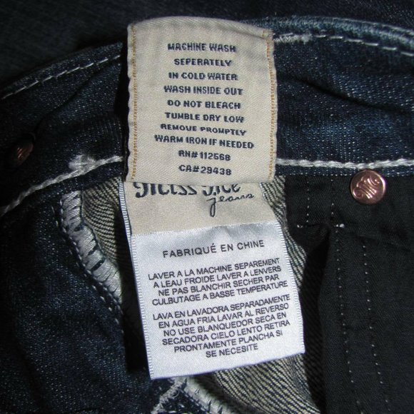 Miss Me Jeans Size 26 x 33 Easy Boot Low Rise Denim Studs chains sequins - Picture 12 of 12